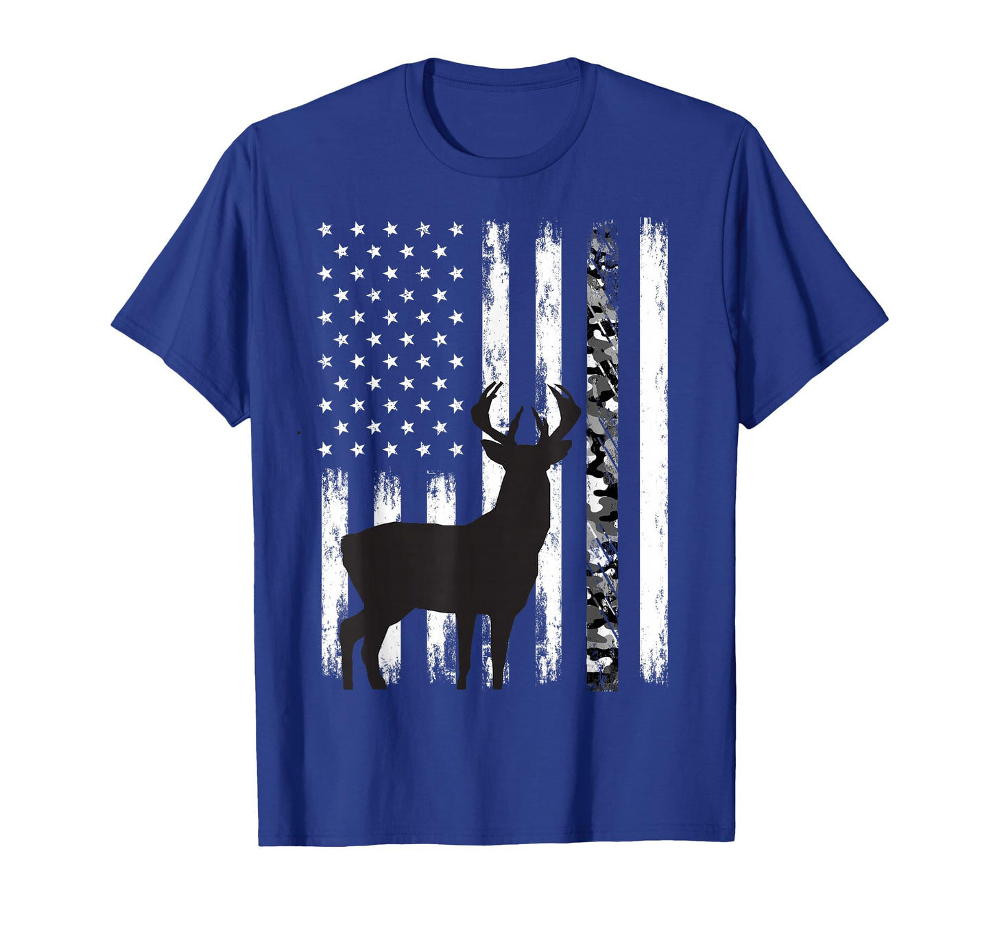 Deer Hunting Hunter Camo USA American Flag Patriotic Graphic T-Shirt