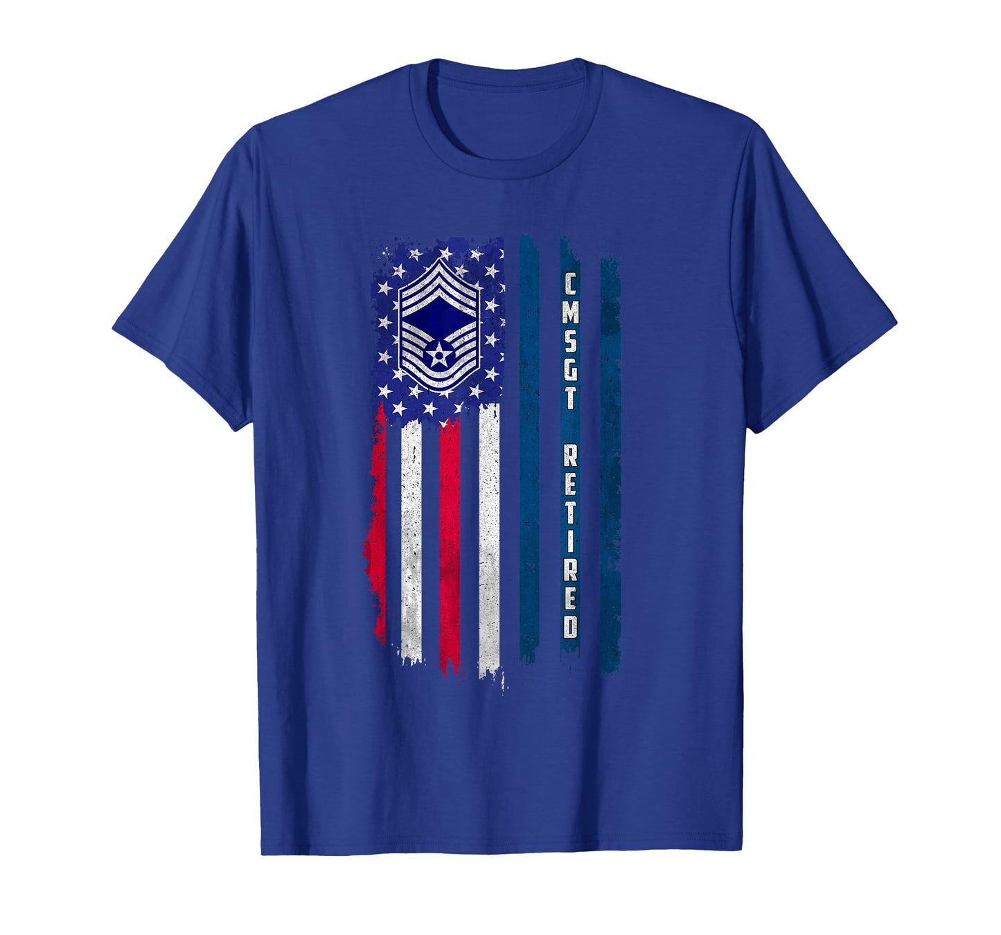 Retired E-9 Chief Master Sergeant CMSgt Rank American Flag T-Shirt