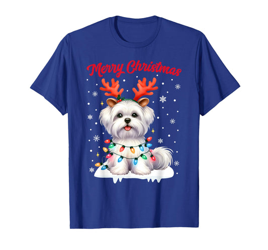 Christmas Pajamas Men Women Kids Maltese Dog Christmas T-Shirt