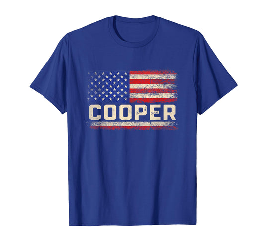 Cooper Last Name Shirt Cooper Name American Flag T-Shirt