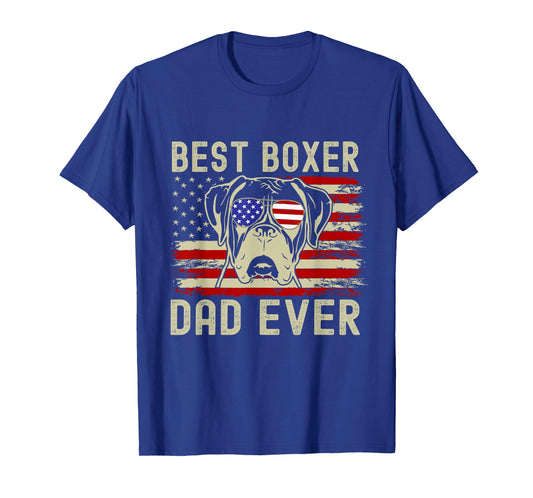 Best Boxer Dad Ever USA Flag Dog Lover Father's Day T-Shirt