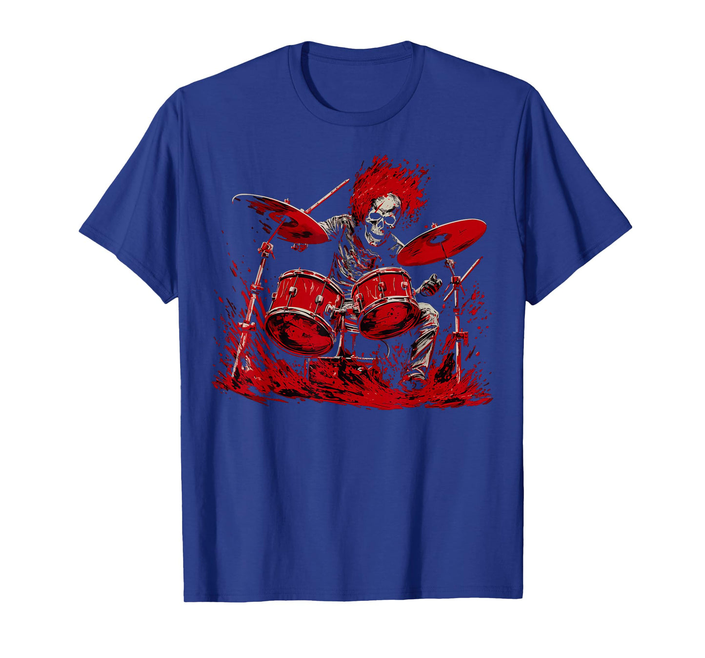 Skeleton Drummer Guy Rock And Roll Band Rock On Drum Kit T-Shirt