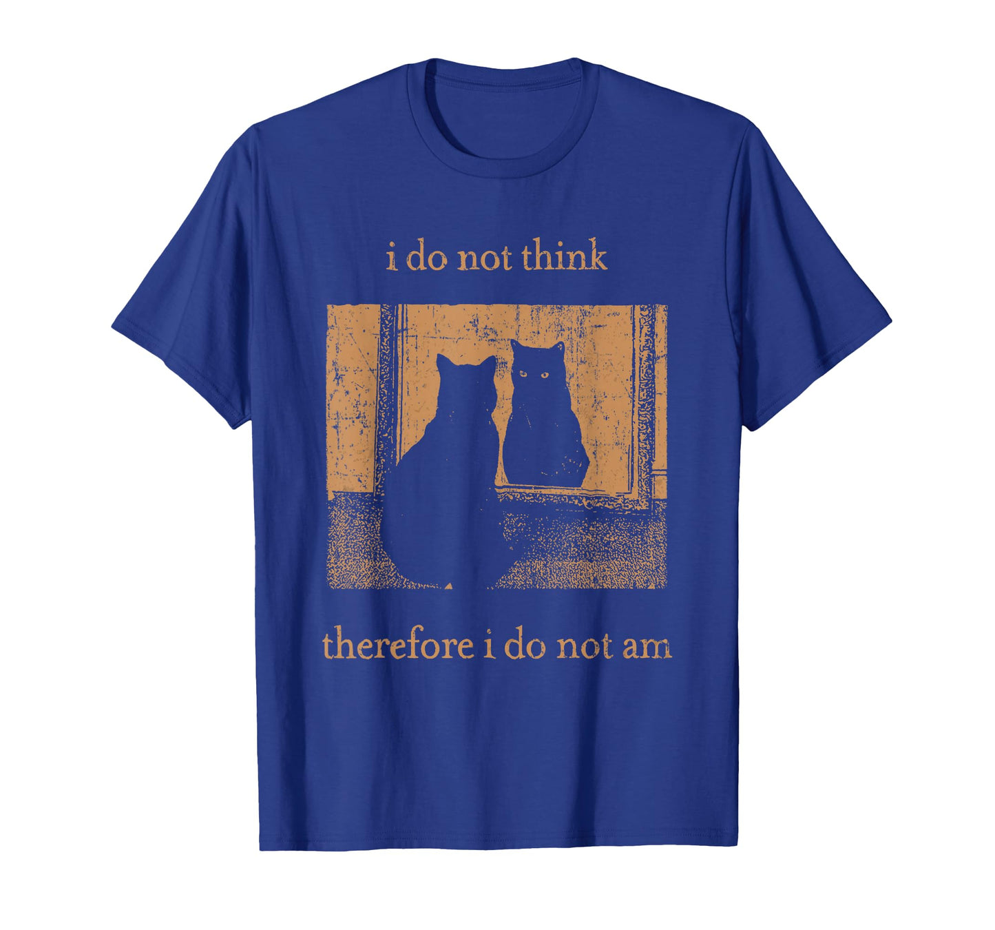 I Do Not Think Therefore I Do Not Am Retro Goth Funny Cat T-Shirt