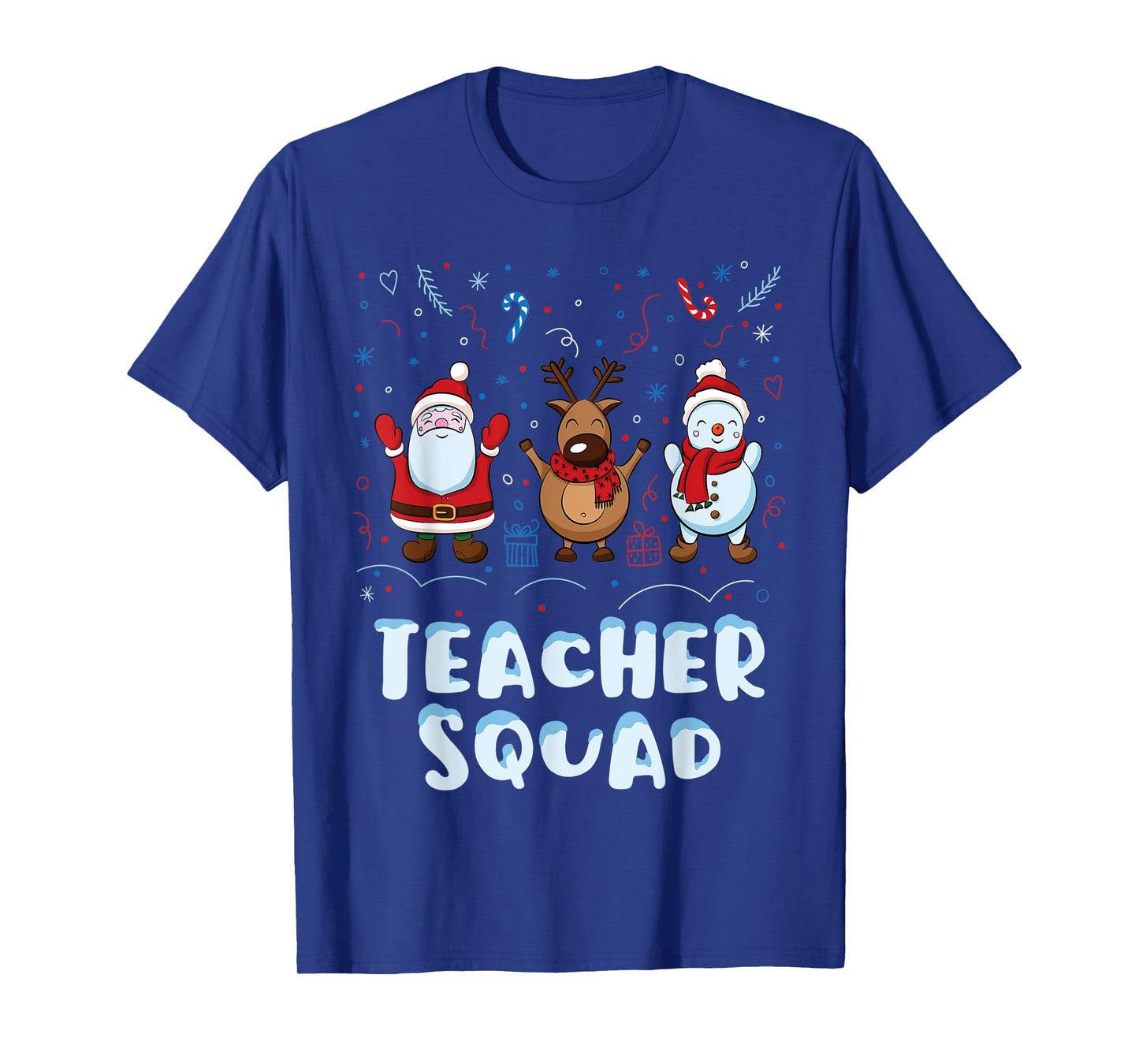 Christmas Teacher Squad Xmas Teacher Reindeer Santa Snowman T-Shirt