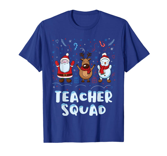 Christmas Teacher Squad Xmas Teacher Reindeer Santa Snowman T-Shirt