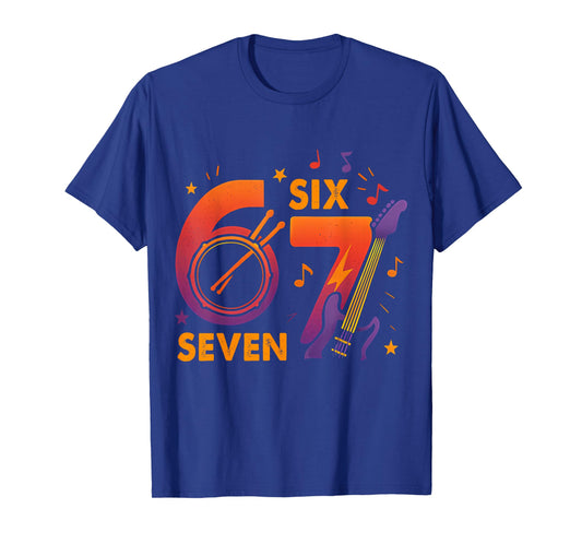 Six Seven Music Rock Guitar 6 7 Cool Meme 67 Funny Slang T-Shirt