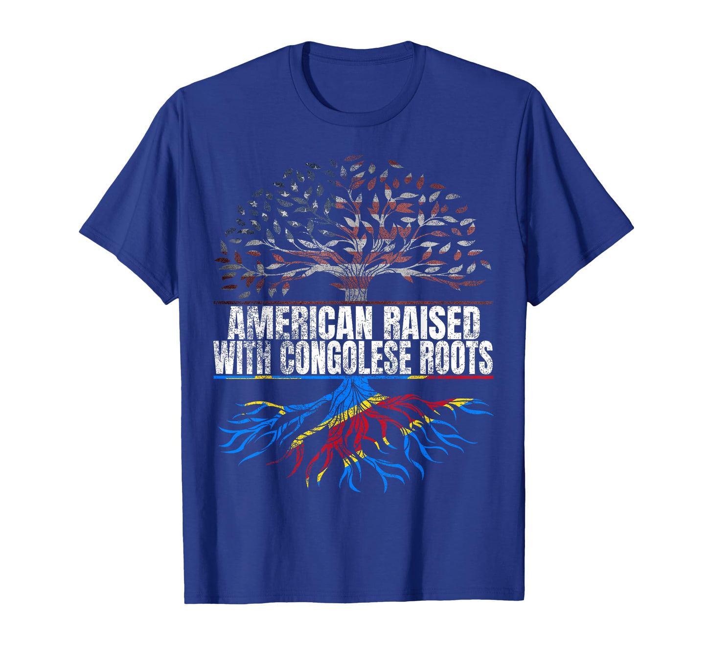 American Raised with Congolese Roots Print USA DR Congo Flag T-Shirt