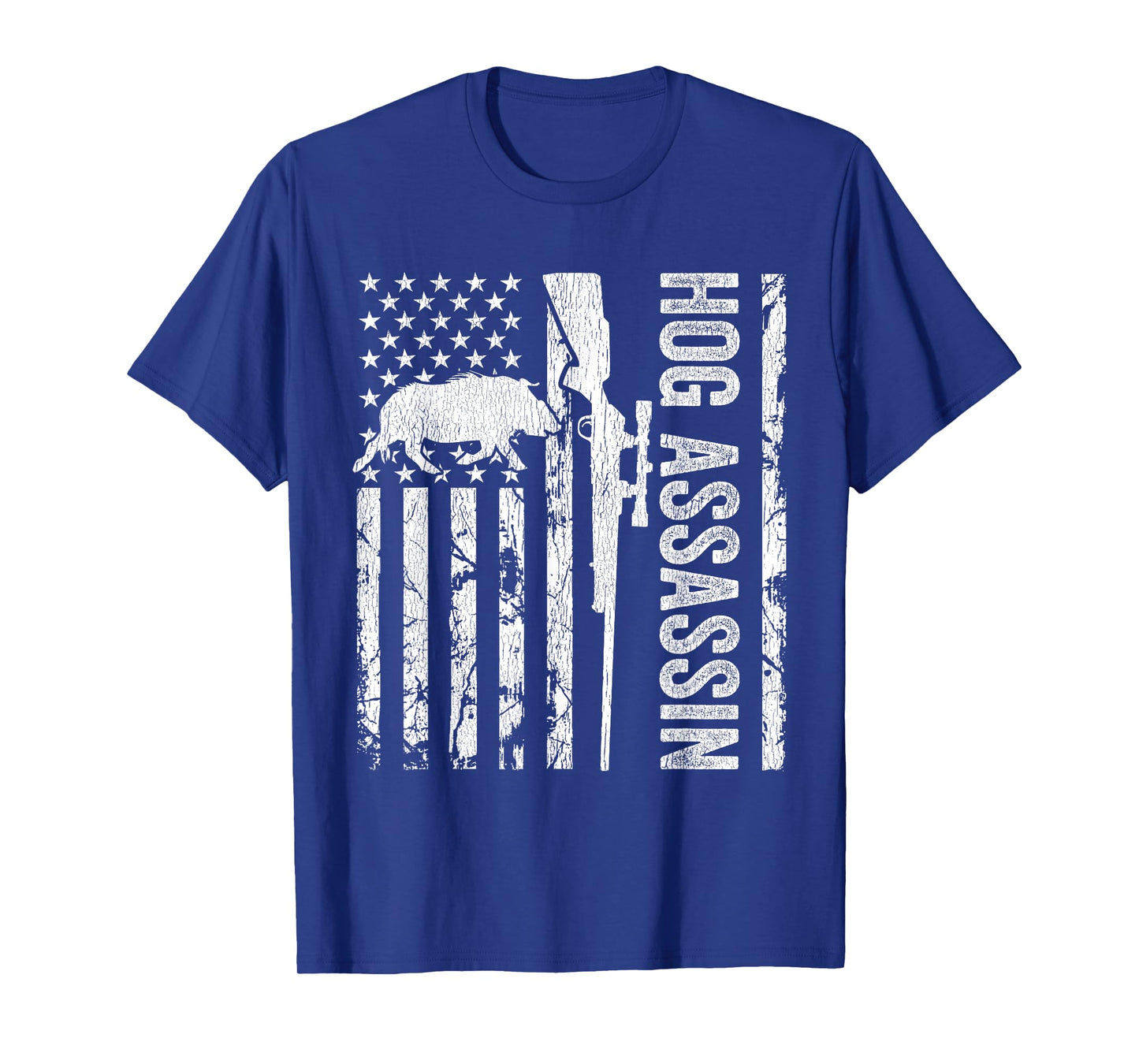 Hog Assassin Boar Hunter Wild Hog Hunting American Flag T-Shirt