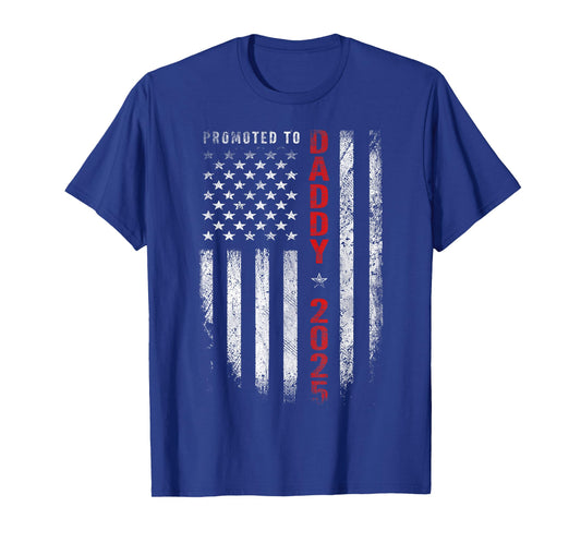 Patriotic Mens Promoted to Daddy Est 2025 First Time Dad T-Shirt
