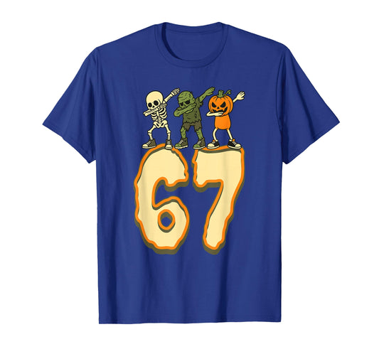 67 Halloween Meme 6 7 Numbers Six Seven Funny Kids Skeleton T-Shirt