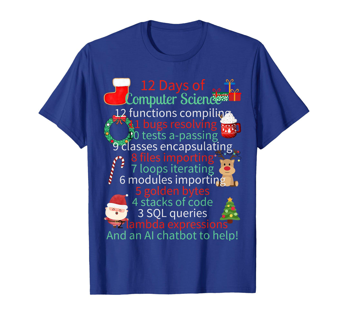12 Days of Computer Science Christmas Themed Winter Holidays T-Shirt for Men Women Kids