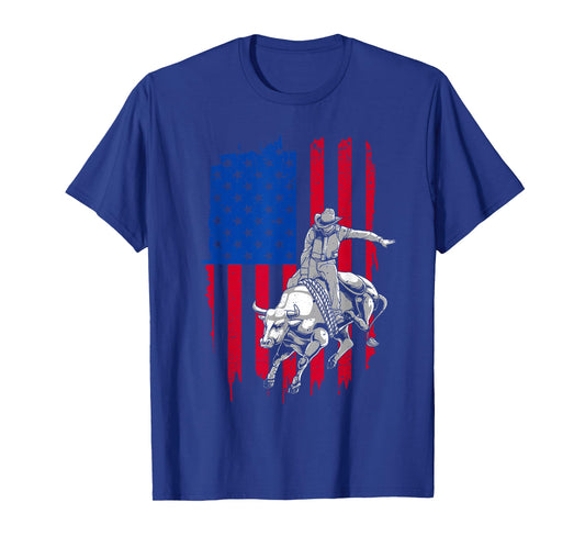 Cool American Rodeo Bull Rider Design Men Women Boys Girls T-Shirt