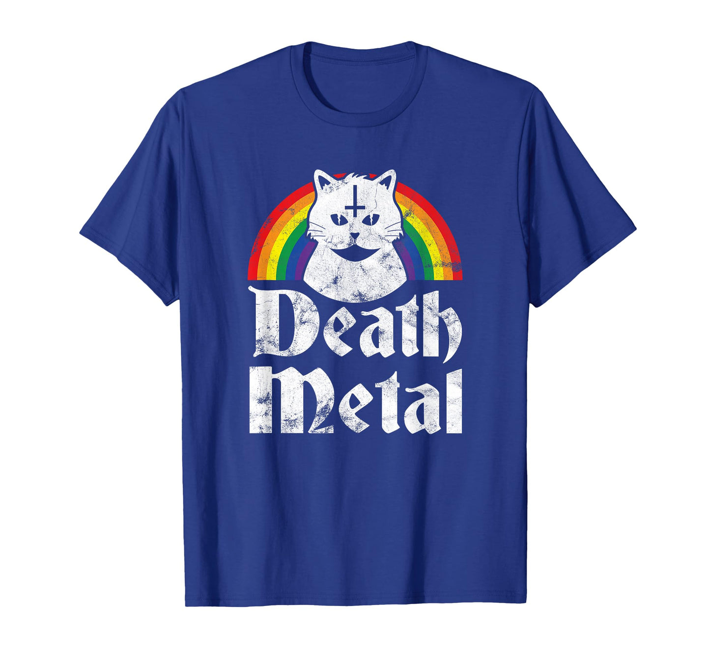 Death Metal Satanic Cat Rainbow Rock Goth Concert T-Shirt