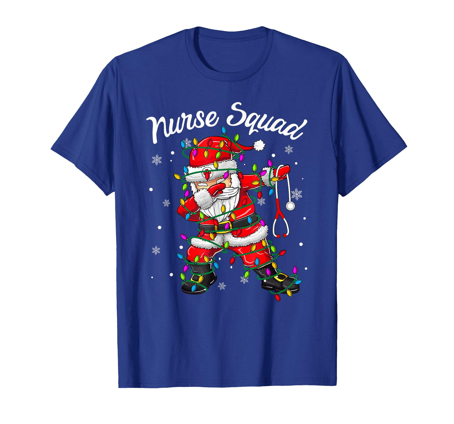 Christmas Scrub Xmas Light Dabbing Santa Scrubs Nurse Squad T-Shirt