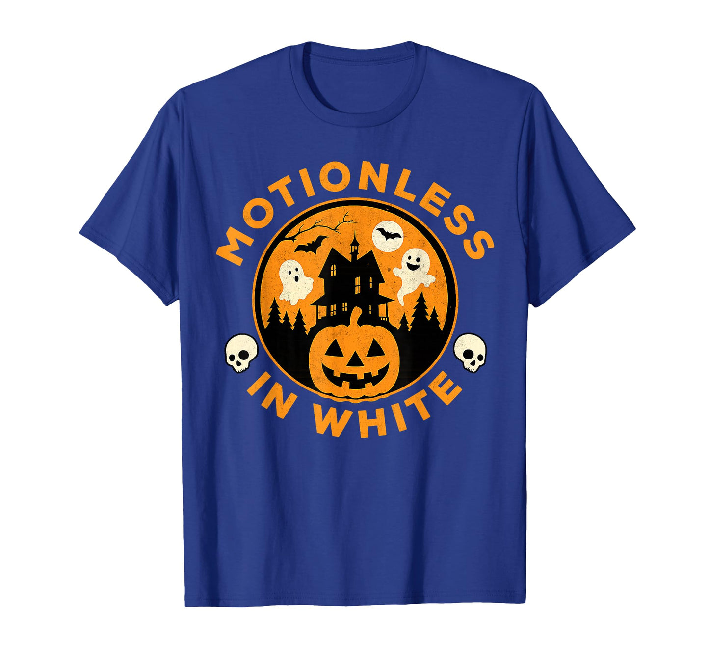 Halloween Pumpkin Scary Motionlesses Funny in White Costume T-Shirt