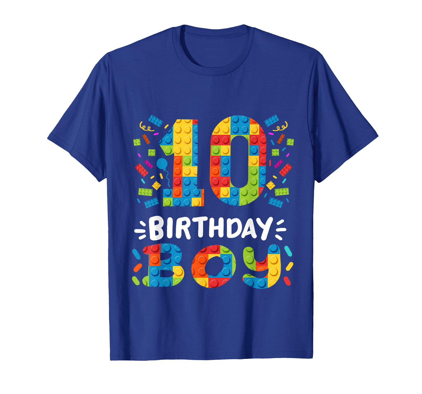 Kids 10 Years Old Building Blocks Builder 10th Birthday Boys T-Shirt