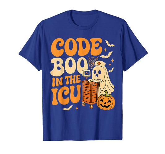 Code Boo in The ICU Nurse Halloween Costume Ghost Nursing T-Shirt