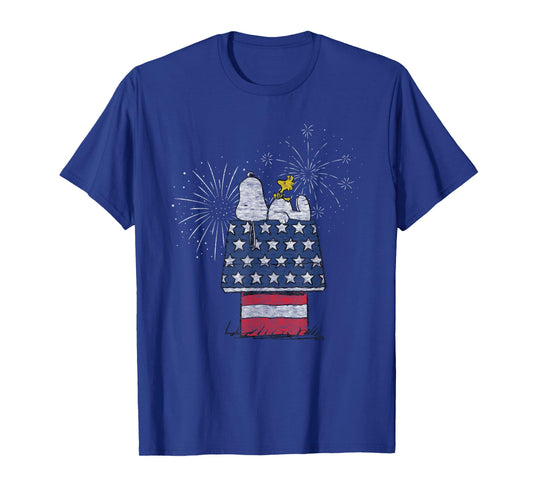 Peanuts - Snoopy Woodstock Patriotic July 4th House T-Shirt