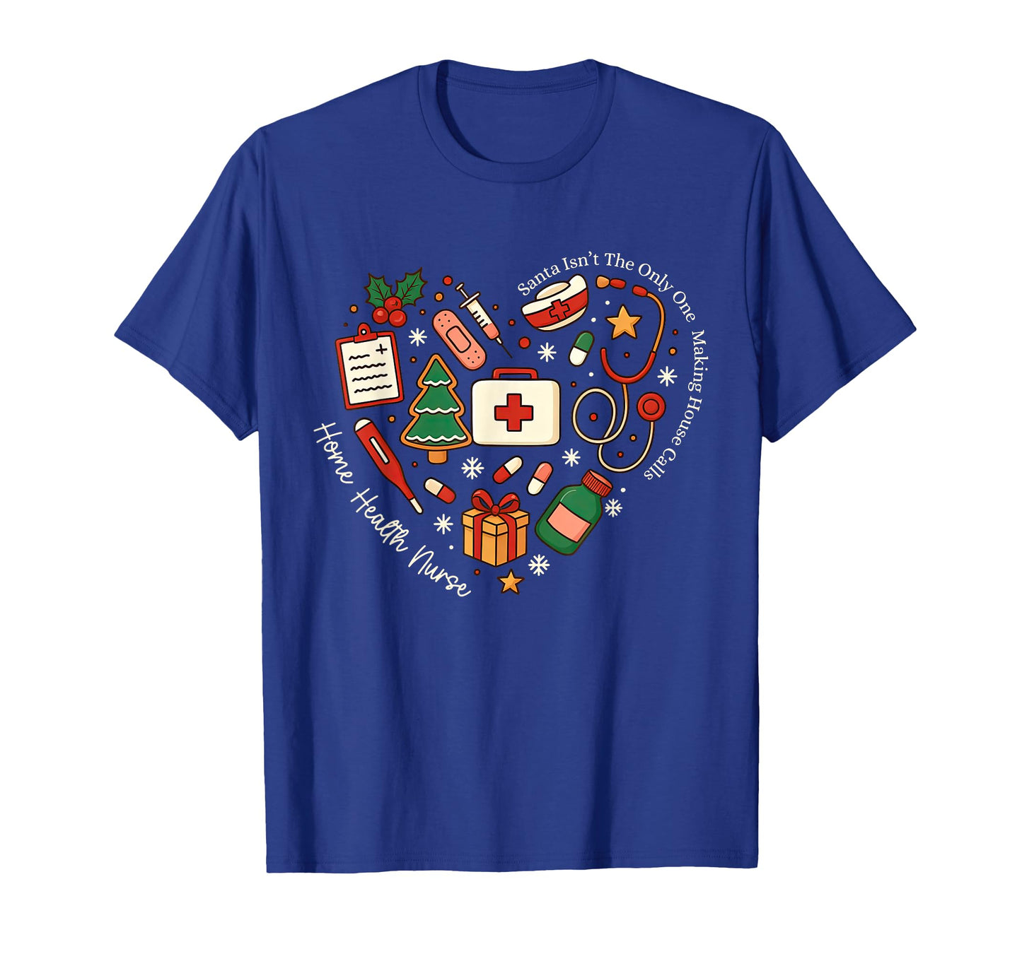 Christmas Home Health Nurse Heart Public Health Registered T-Shirt