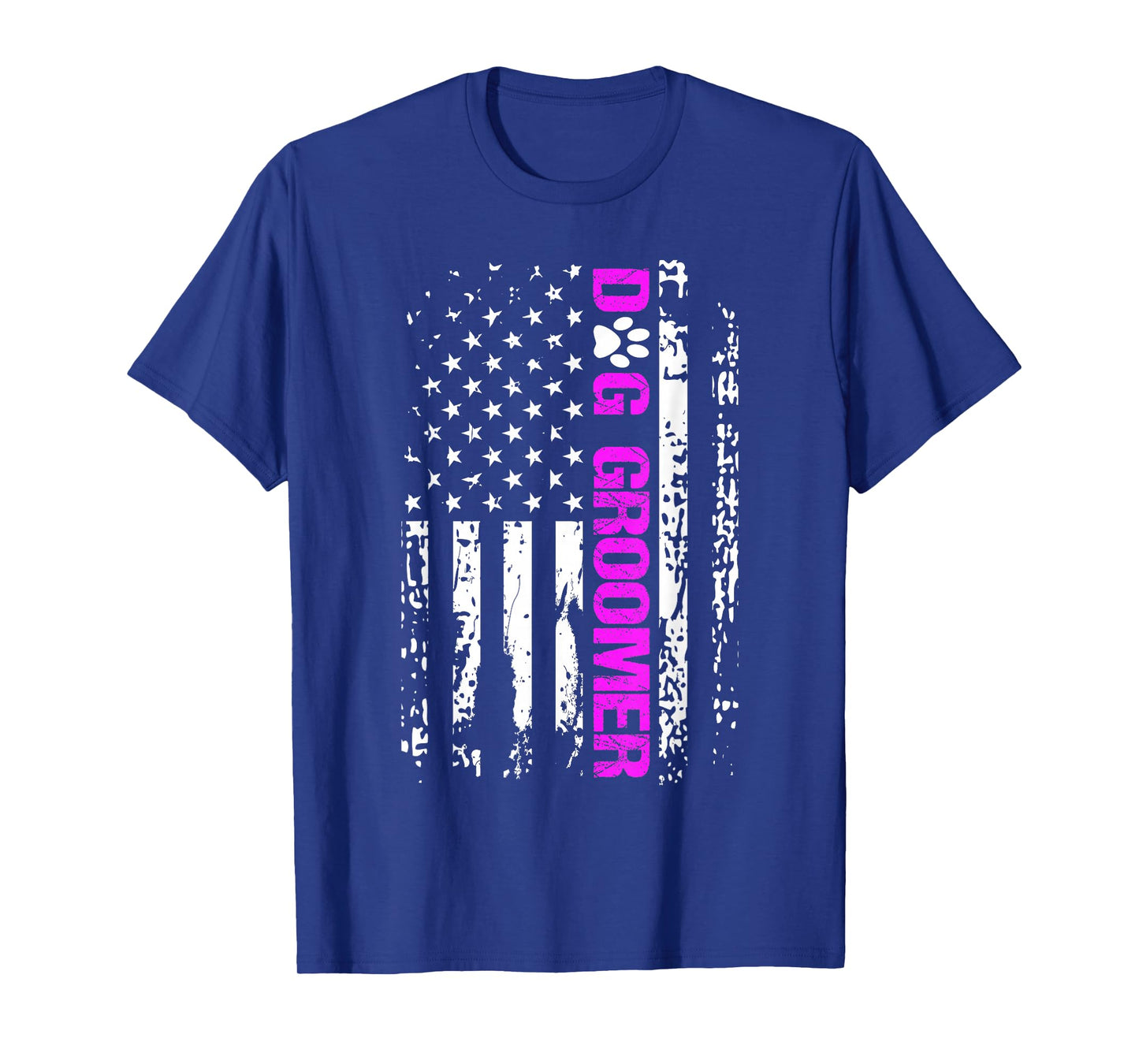 Dog Groomer Shirt American Flag Patriotic Dog Groomer Gift T-Shirt