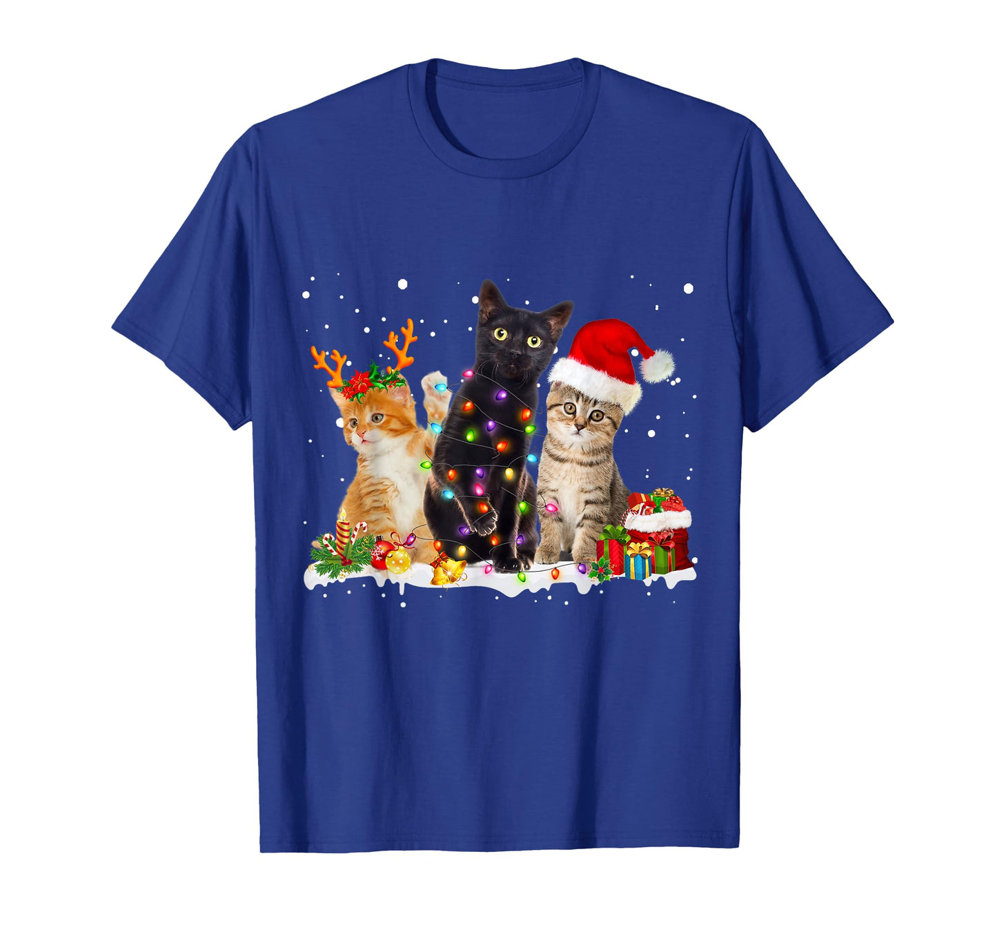 Santa Cat Light Gorgeous Reindeer Pajama Christmas Cat Lover T-Shirt