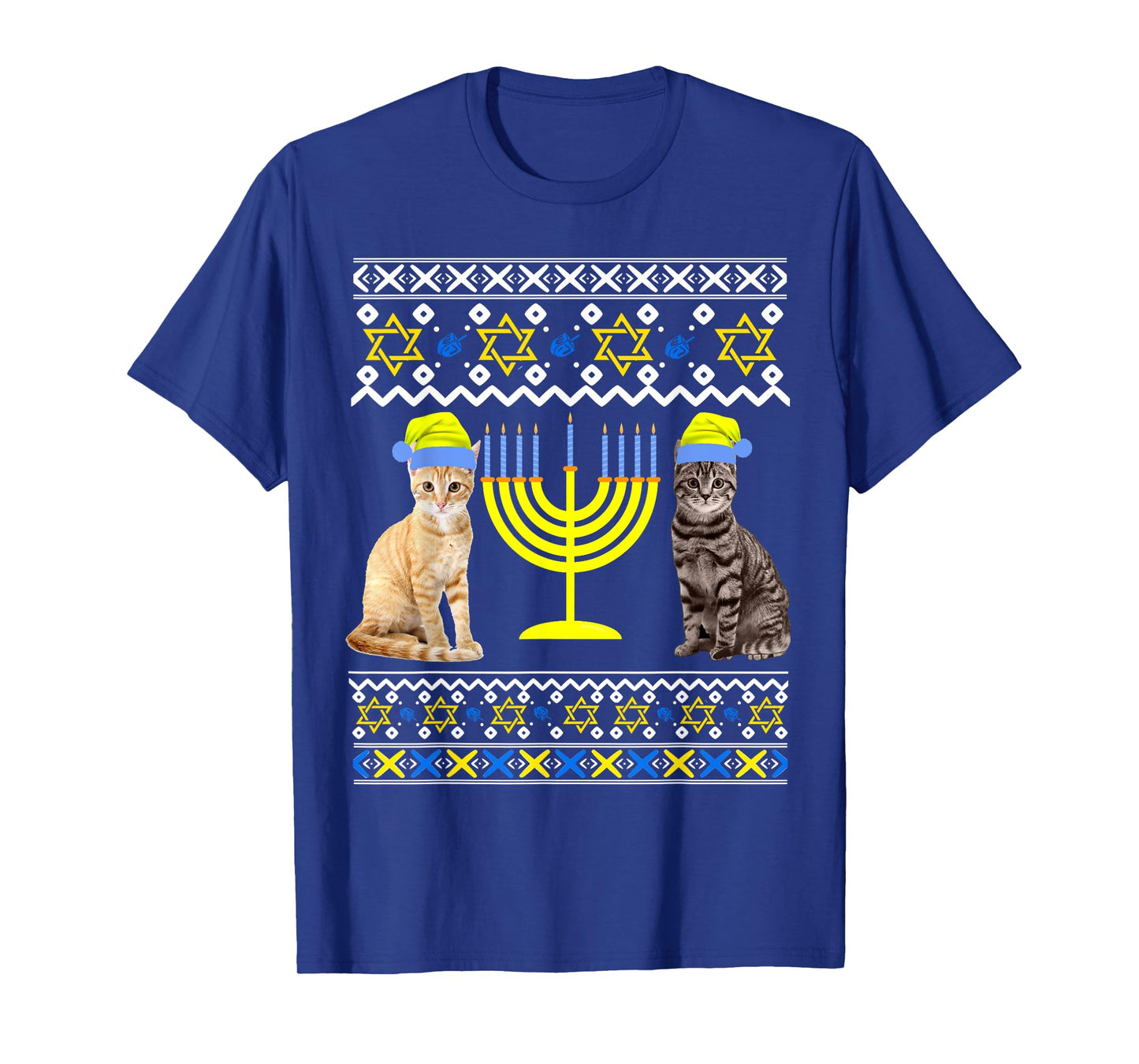 Cat With Menorah Hanukkah Chanukah Menorah Cat Sweater T-Shirt