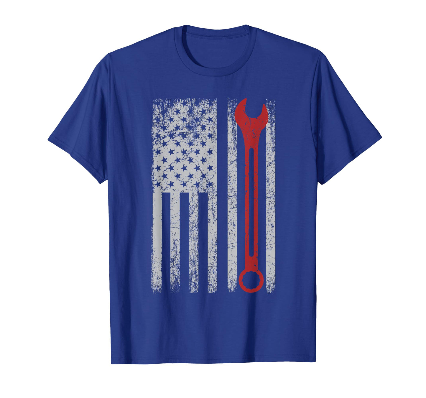 Auto Repairman Car Mechanic Wrench Workshop Tools USA Flag T-Shirt