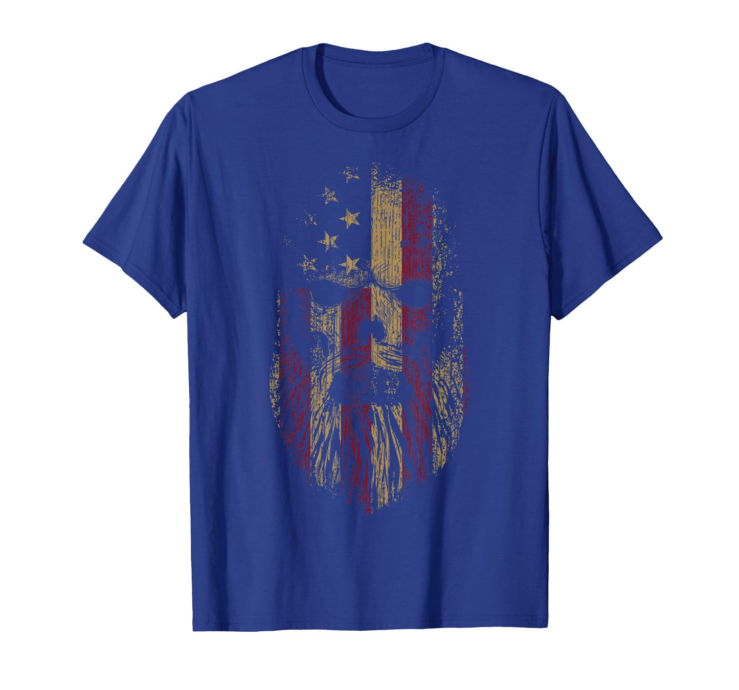 American Beard Skull Cool USA Flag With Punk Skeleton Skull T-Shirt