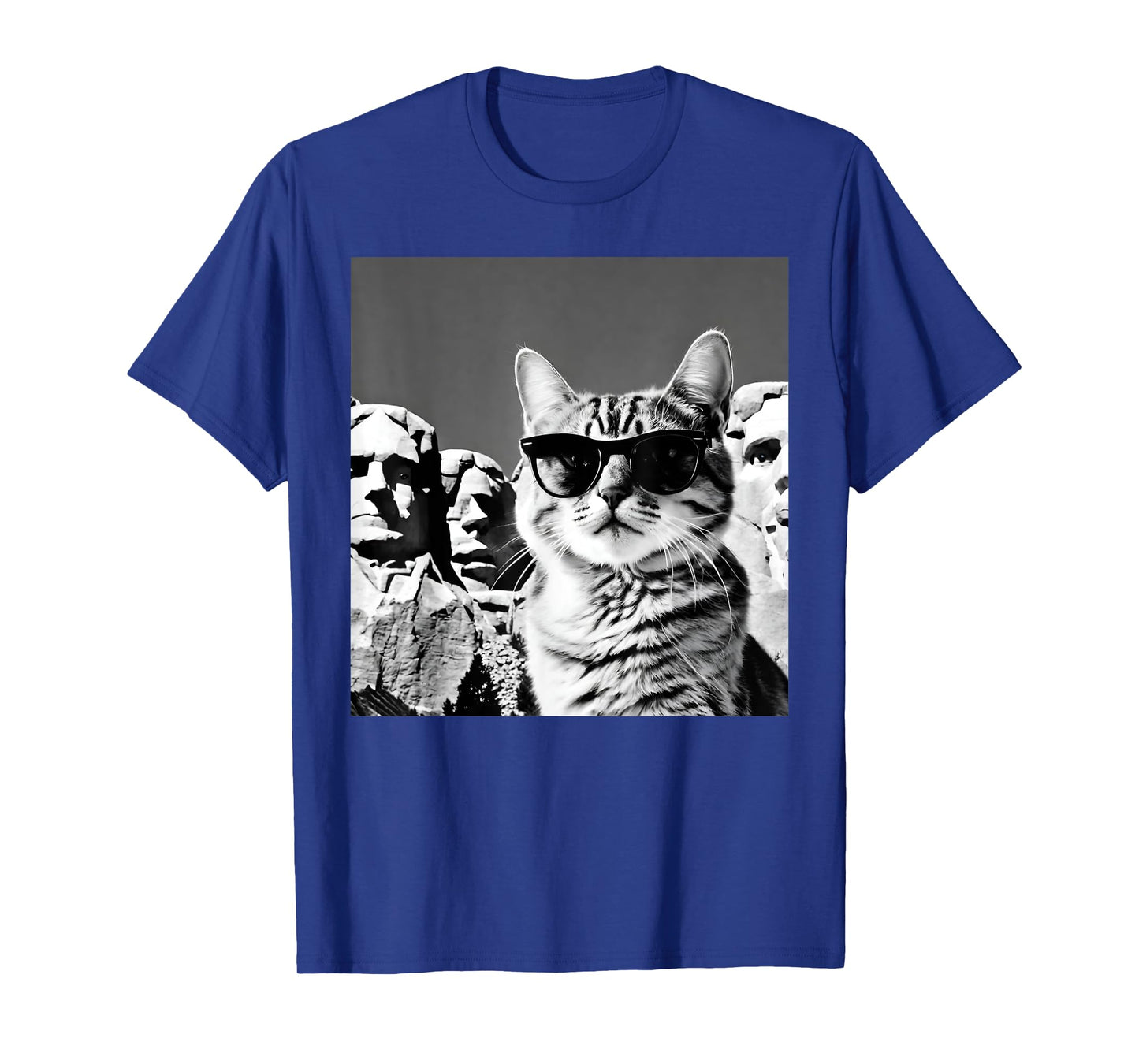 Funny Cat Wearing Sunglasses At Joke Mount Rushmore T-Shirt