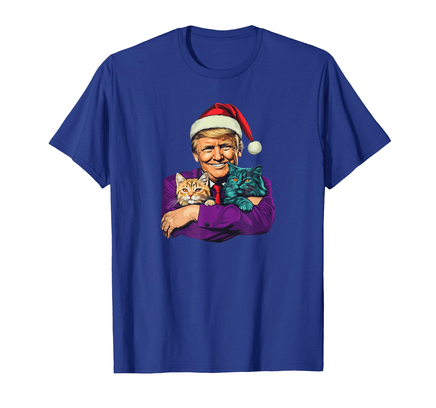 Trump Holding Cats Merry Christmas Festive Funny T-Shirt