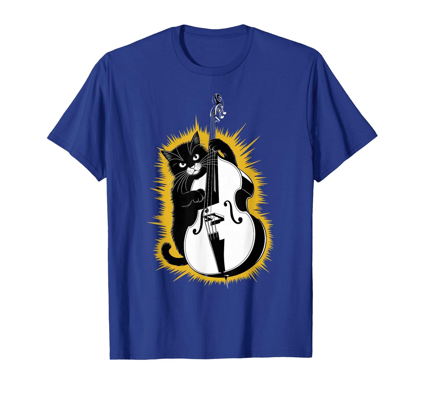 Cat Playing Upright Bass instrument on Cat Double Bassist T-Shirt