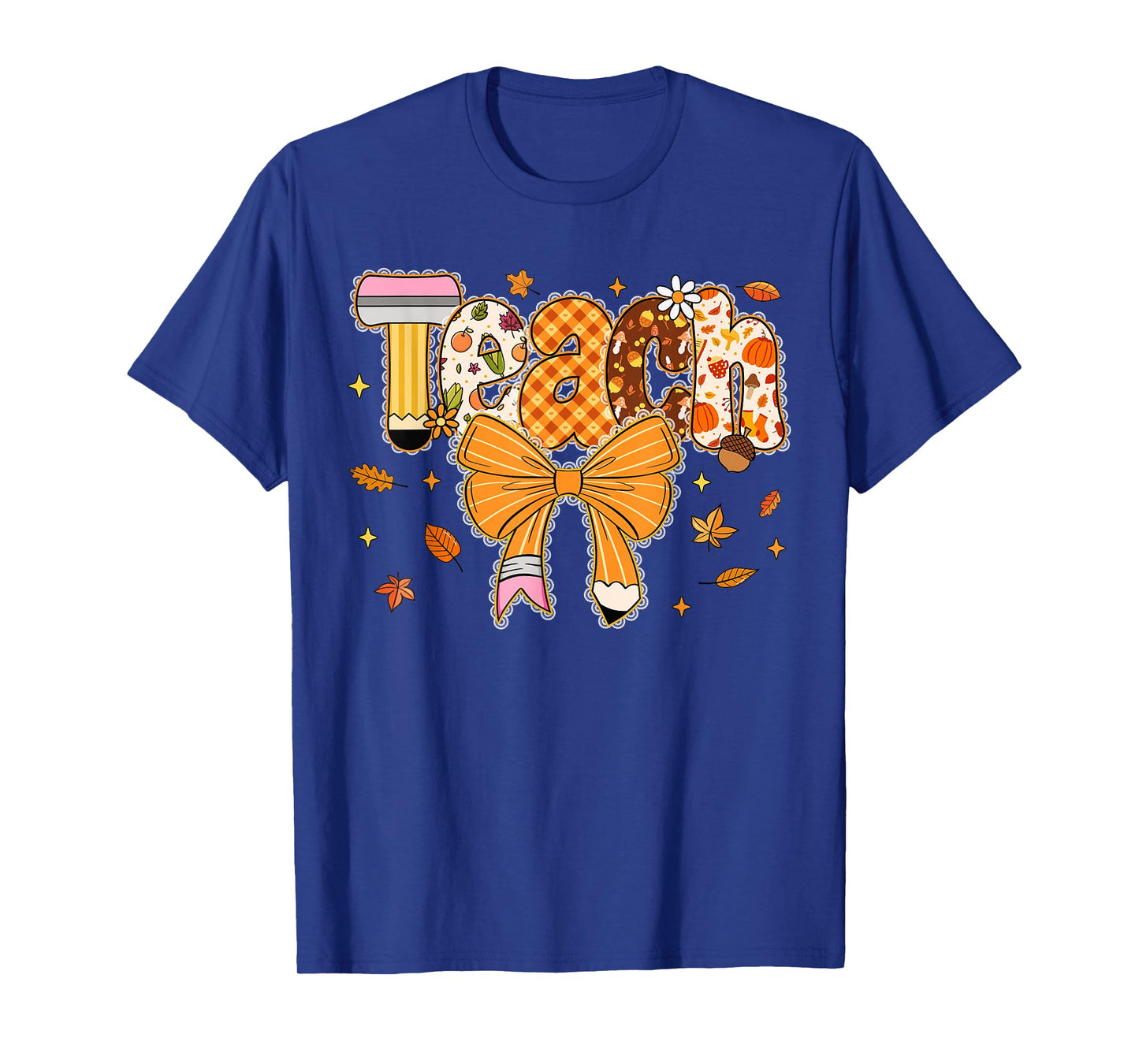 Thanksgiving Teacher Pencil Bow One Thankful Teacher Fall T-Shirt