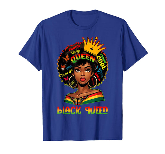 I Am Black History Month Women Girls Afro Black Queen T-Shirt