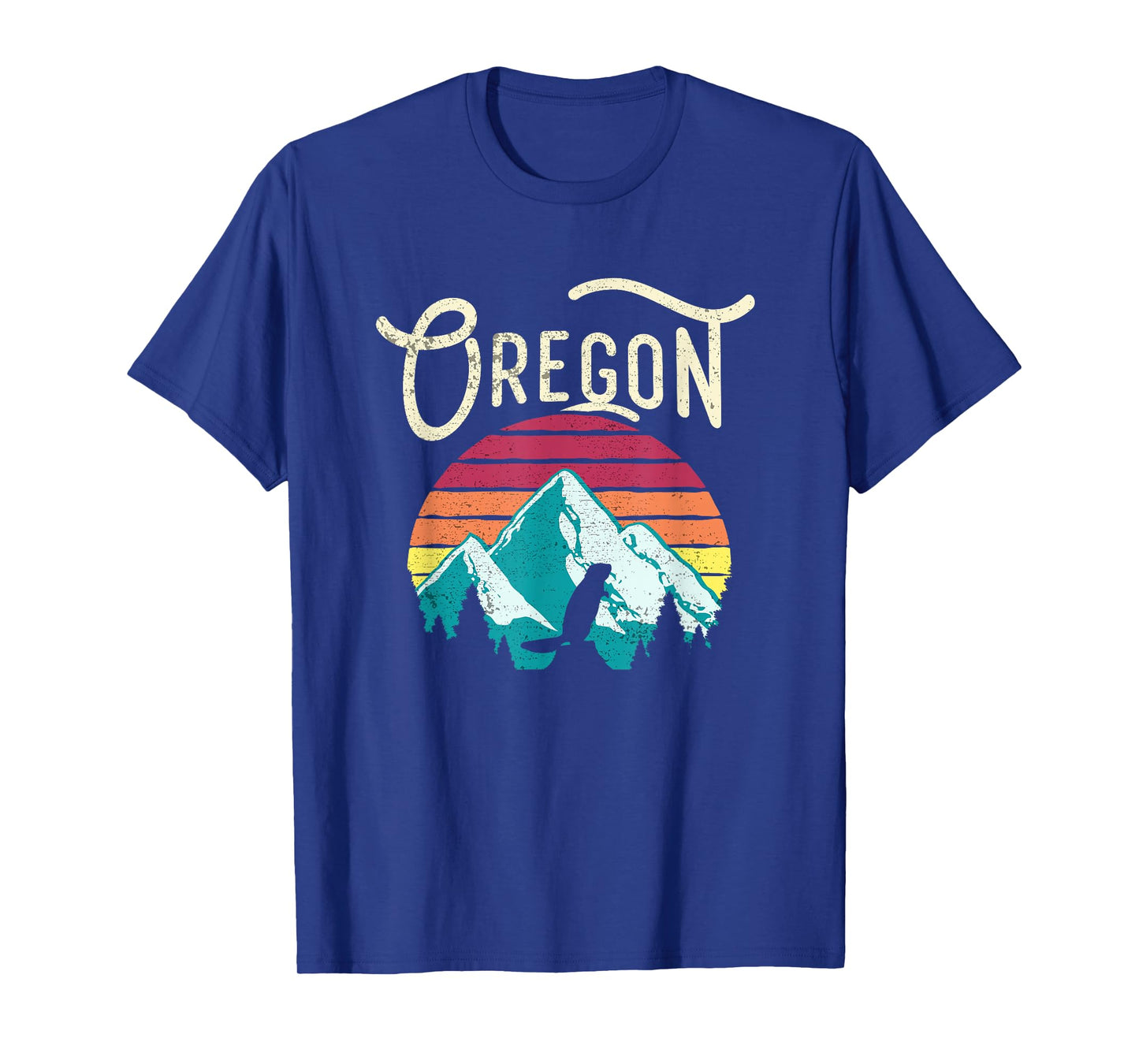 Retro Vintage Oregon OR Mountains Beaver T-Shirt Small