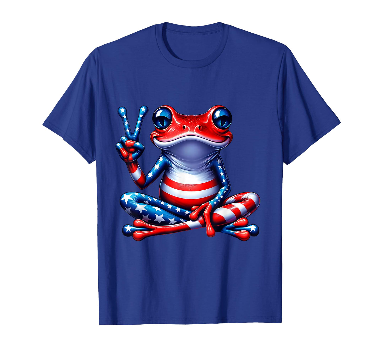 Frog Peace Sign USA Flag Frog Lover Funny Boys 4th of July T-Shirt