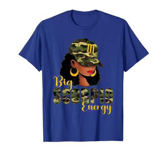 Big Scorpio Energy Camouflage Black Woman Cap Zodiac T-Shirt