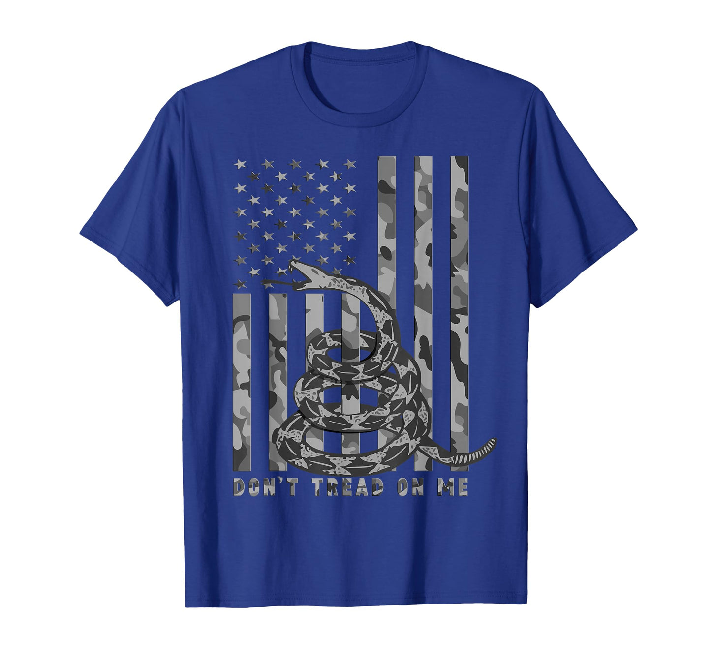 Don't Tread on Me White Camo American Flag Snake T-Shirt