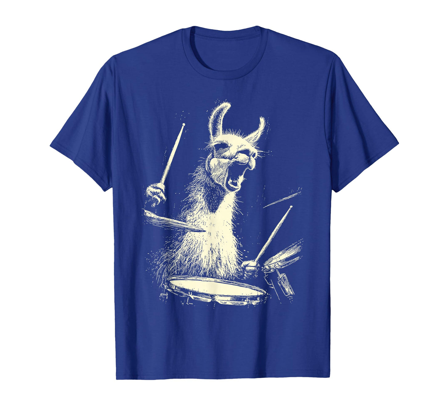 Cute Llama Playing Drums Funny Music Animal Drummer Graphic T-Shirt