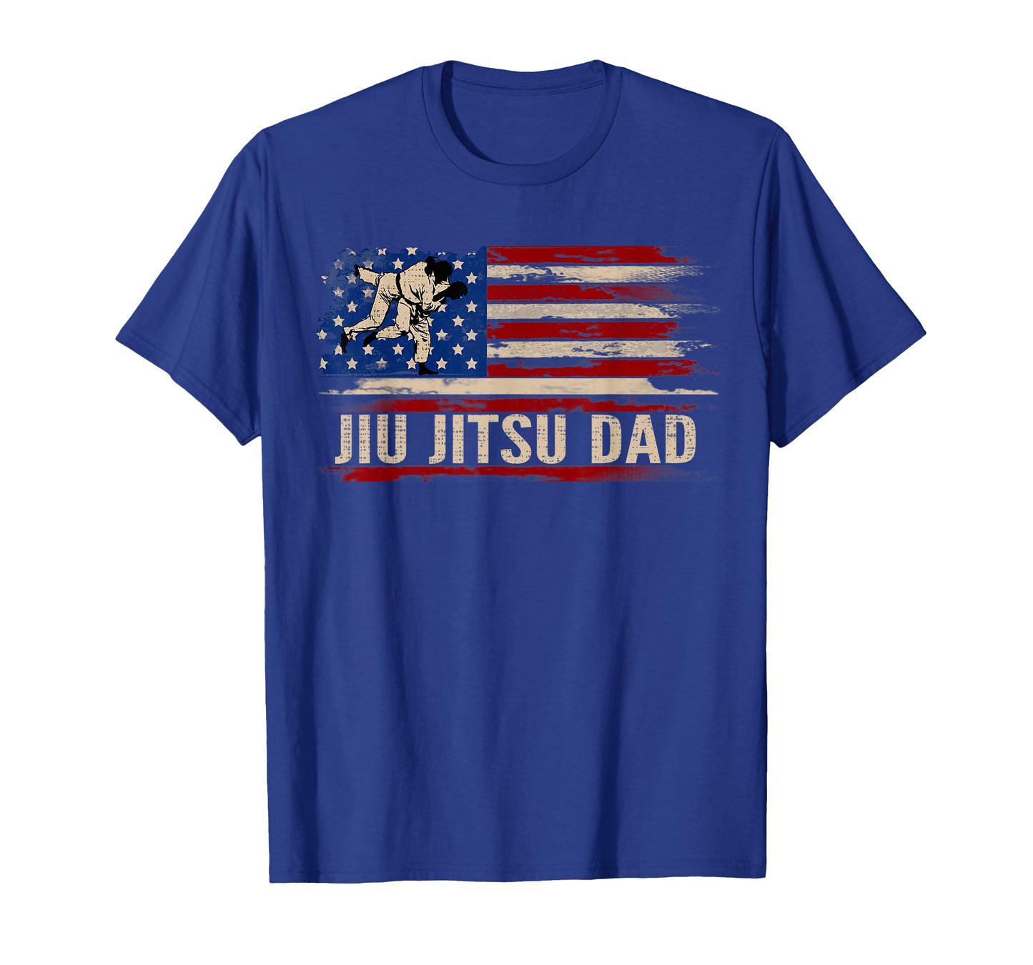 Vintage BJJ Jiu-Jitsu Dad American USA Flag Sports Gift T-Shirt for Women Kids Men
