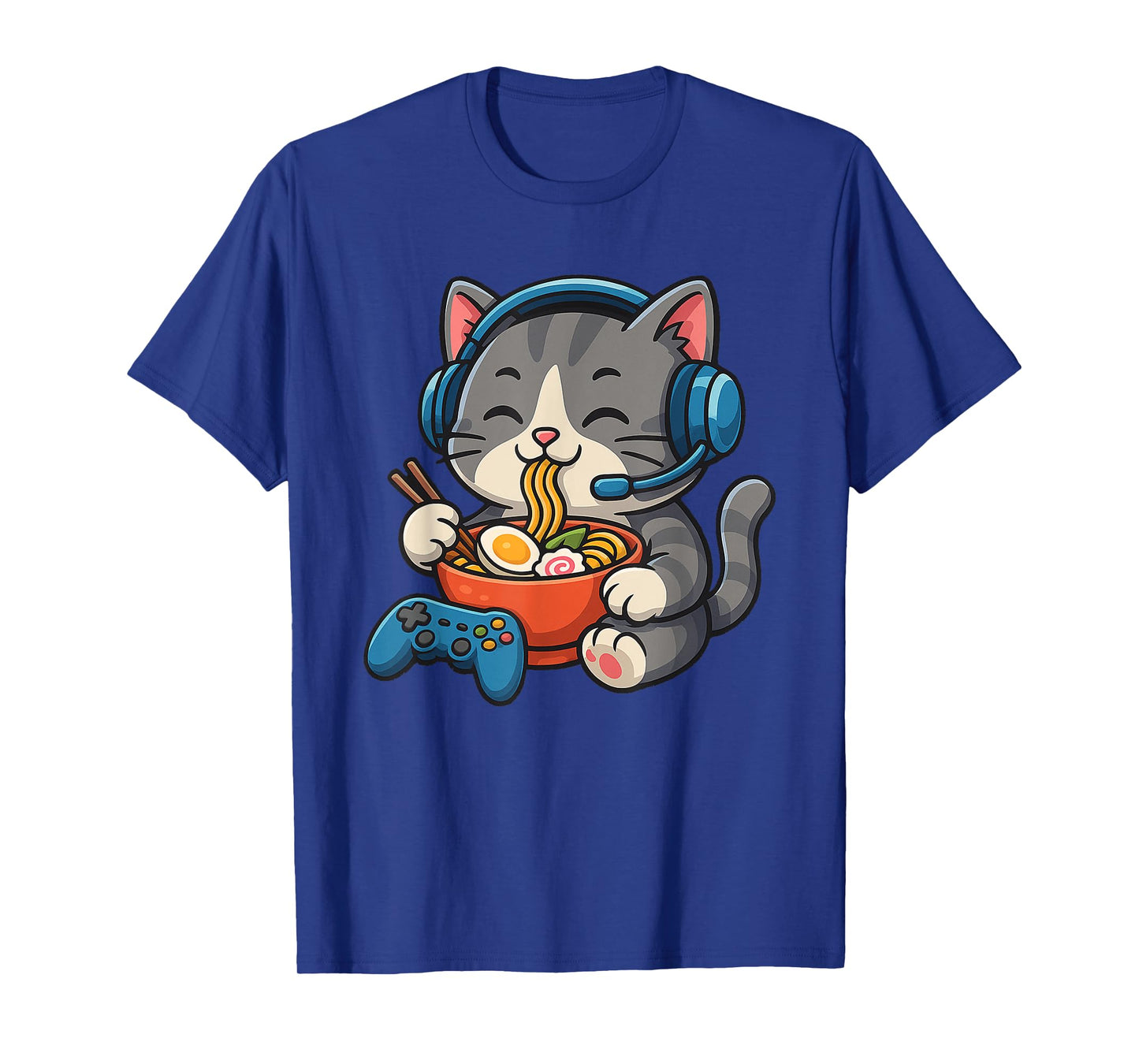 Gamer Cat Eating Ramen - Gaming Lover Console Game Lover T-Shirt