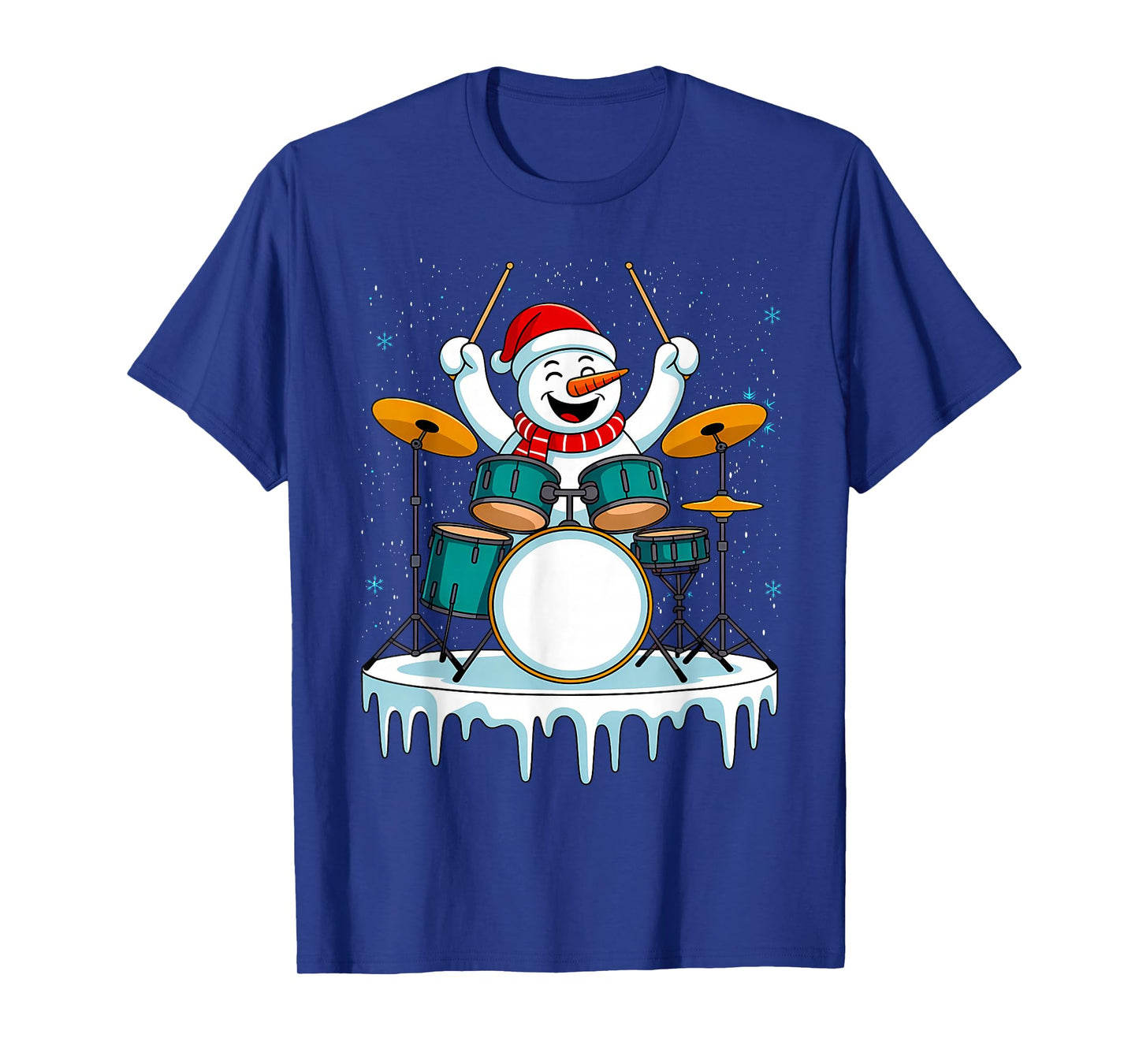 Snowman Drummer Christmas Drums Percussionist T-Shirt