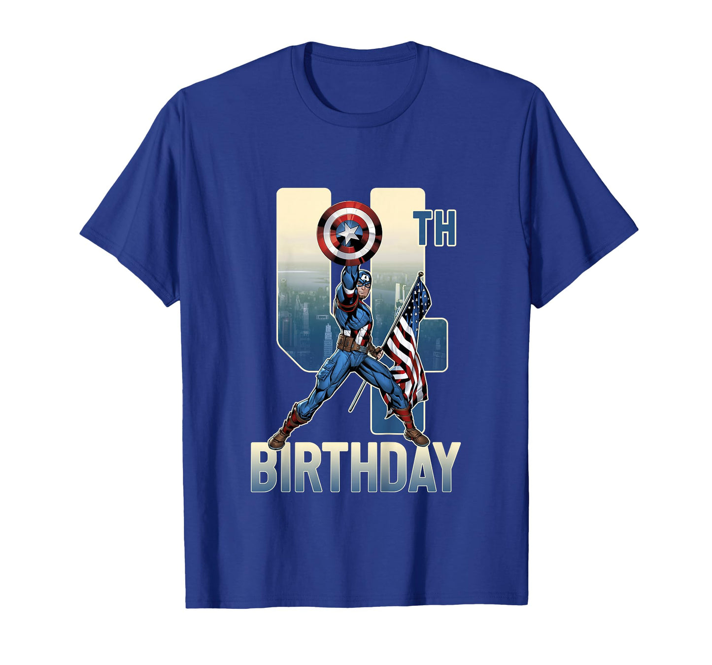 Kids Marvel Avengers Classic Captain America Epic 4th Birthday T-Shirt