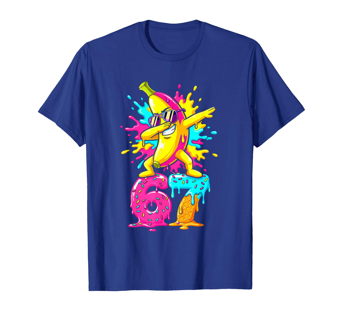 Funny 67 Baseball Ice Cream Six Seven Dabbing Banana T-Shirt