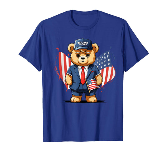 Trump Teddy Bear USA Flag Patriot T-Shirt for Women Men
