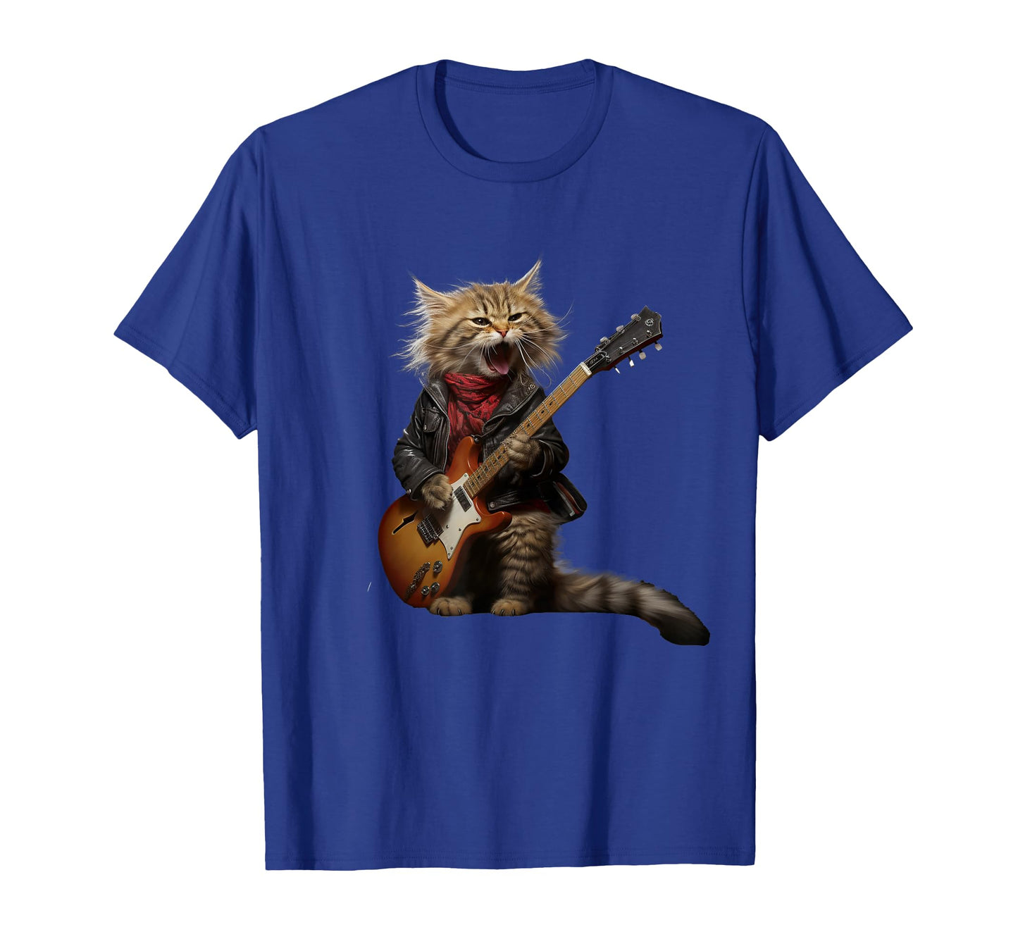 Rock Cat Playing Guitar - Funny Guitar Cat T-Shirt