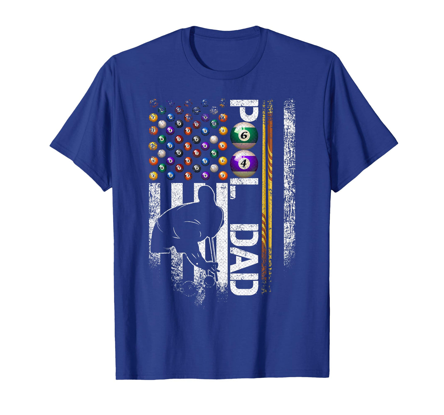 Vintage USA Flag Billiards Player, Proud Pool Dad T-Shirt