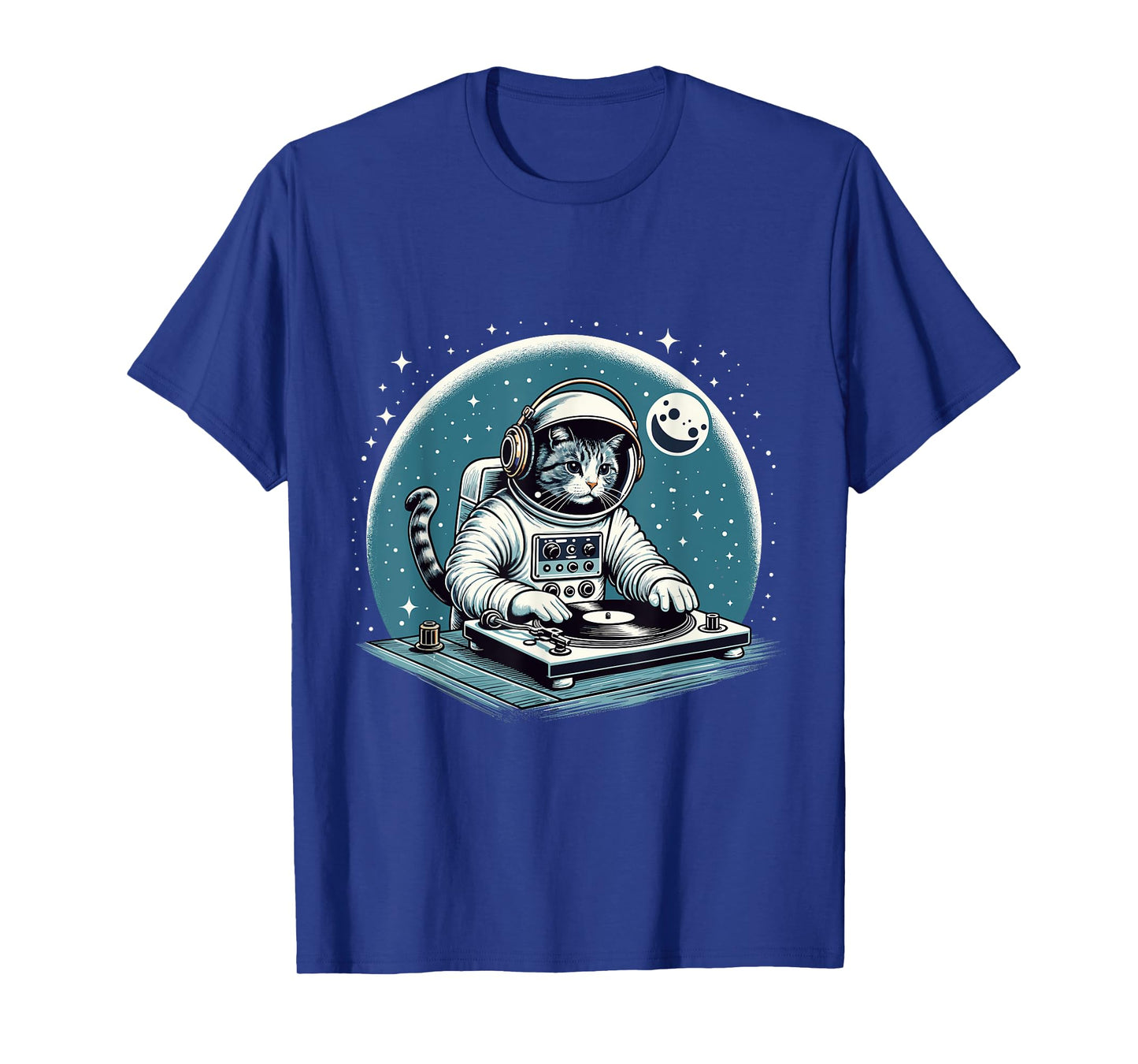 DJ Space Cat Shirt Disc Jockey Cat in Astronaut Suit Costume Men Women Kids T-Shirt