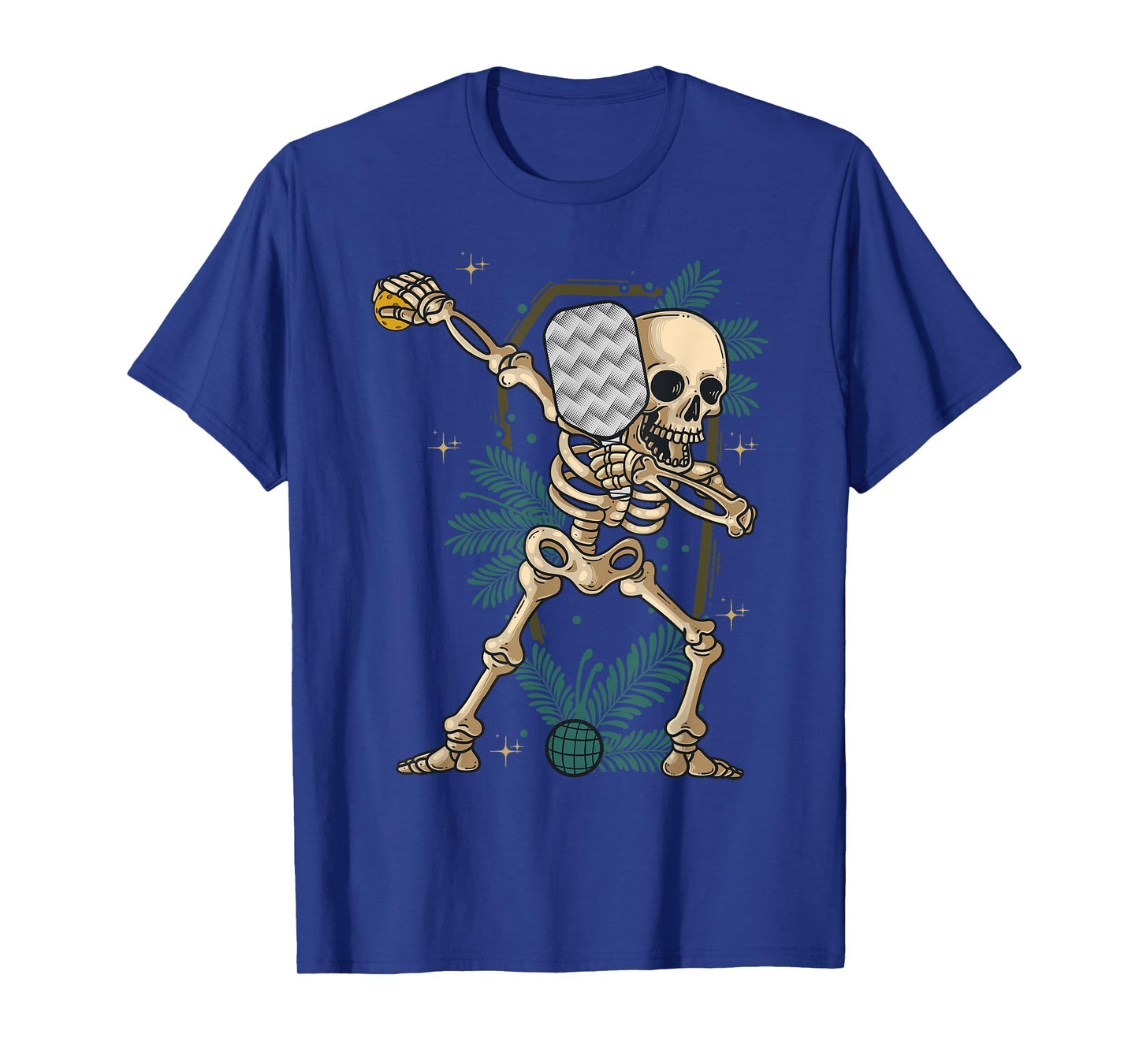 Halloween Pickleball Costume Dabbing Skeleton Pickleballer T-Shirt
