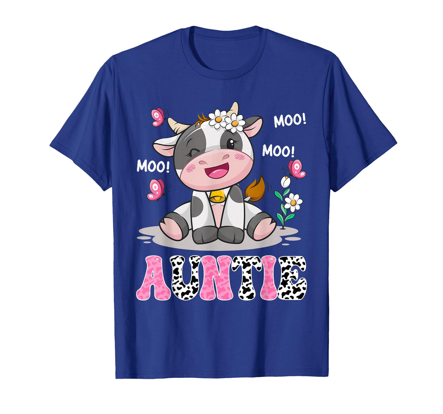 Auntie Cute Cow Moo Moo Farmer Birthday Family Matching T-Shirt