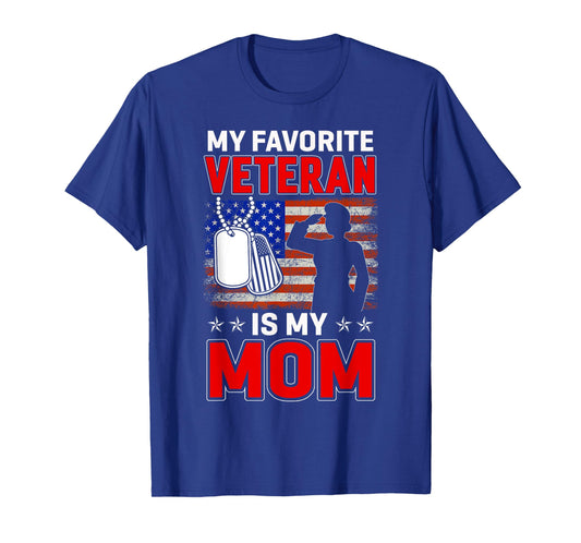 My Favorite Veteran Is My Mom Usa Flag Vintage Veterans Day T-Shirt for Women Kids Men